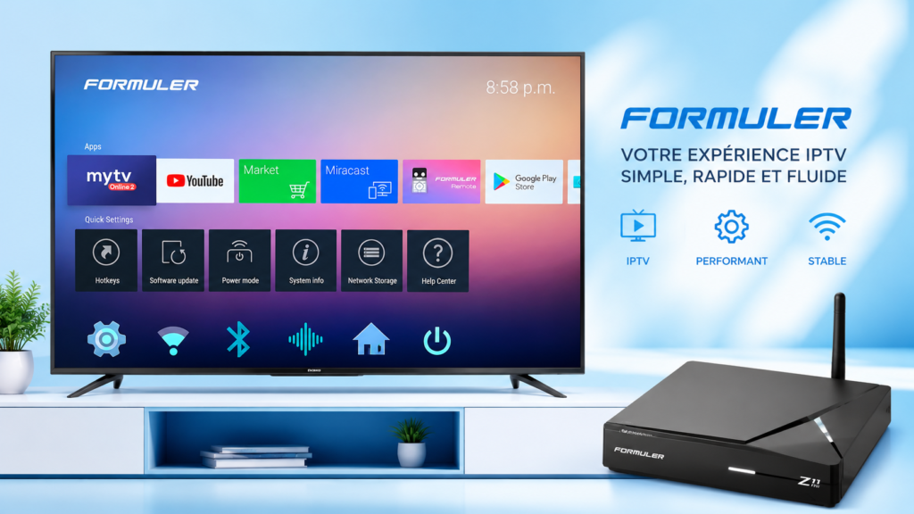 Boîtier IPTV Formuler avec interface MYTVOnline sur une TV