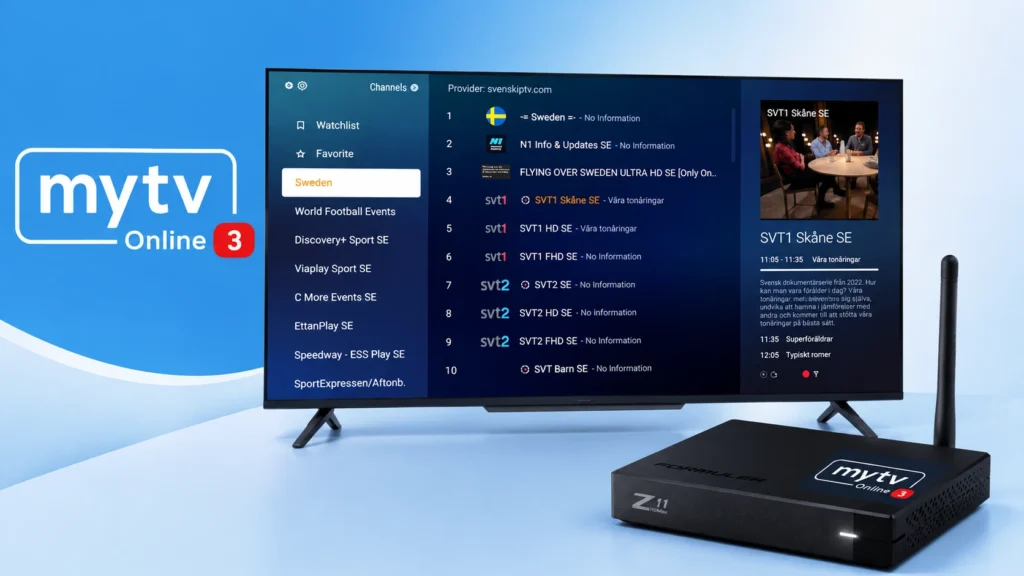 MyTVOnline 3 sur un boîtier Formuler Z11 avec guide d'installation d'abonnement IPTV
