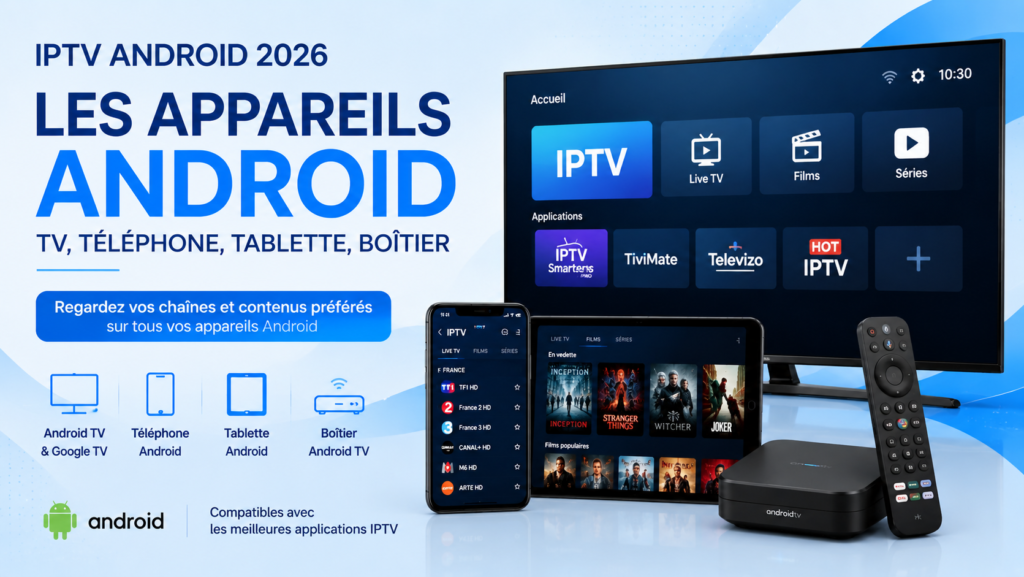 IPTV Android sur TV, téléphone, tablette et boîtier Android